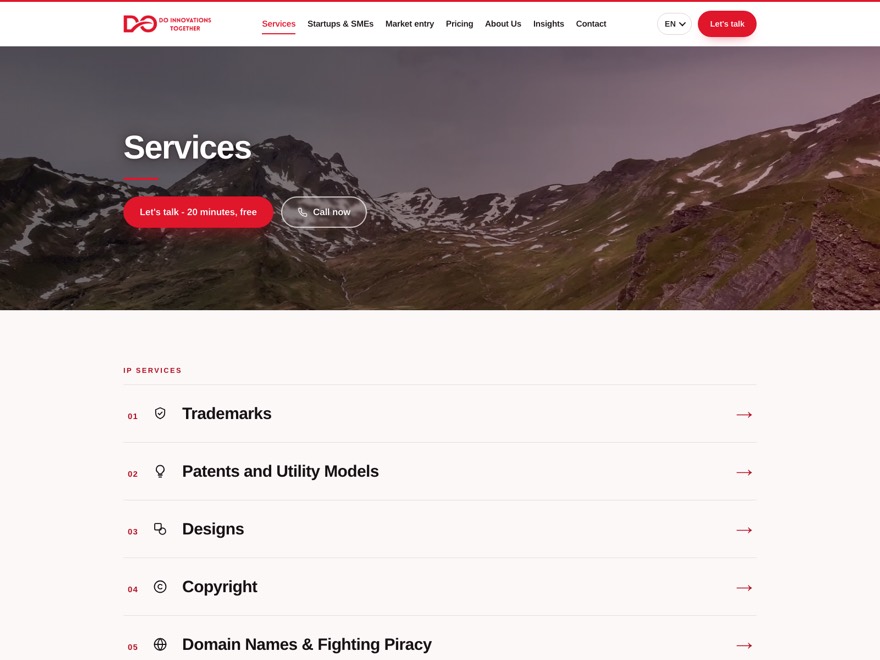 The DO Innovations Services page.