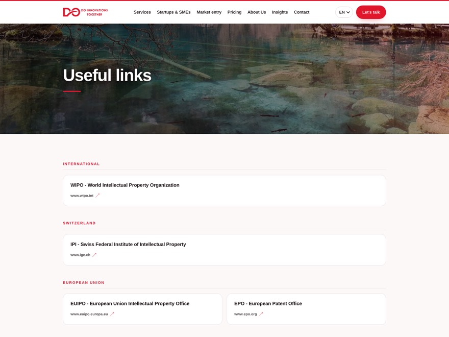 The DO Innovations Useful Links page.